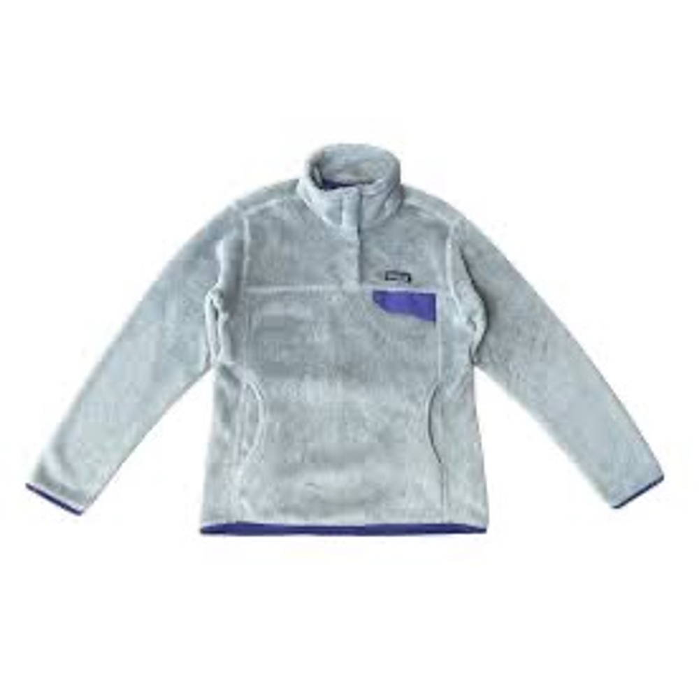 Patagonia Women’s M Gray Re-Tool Snap-T Pullover Fleece Jacket With Purple